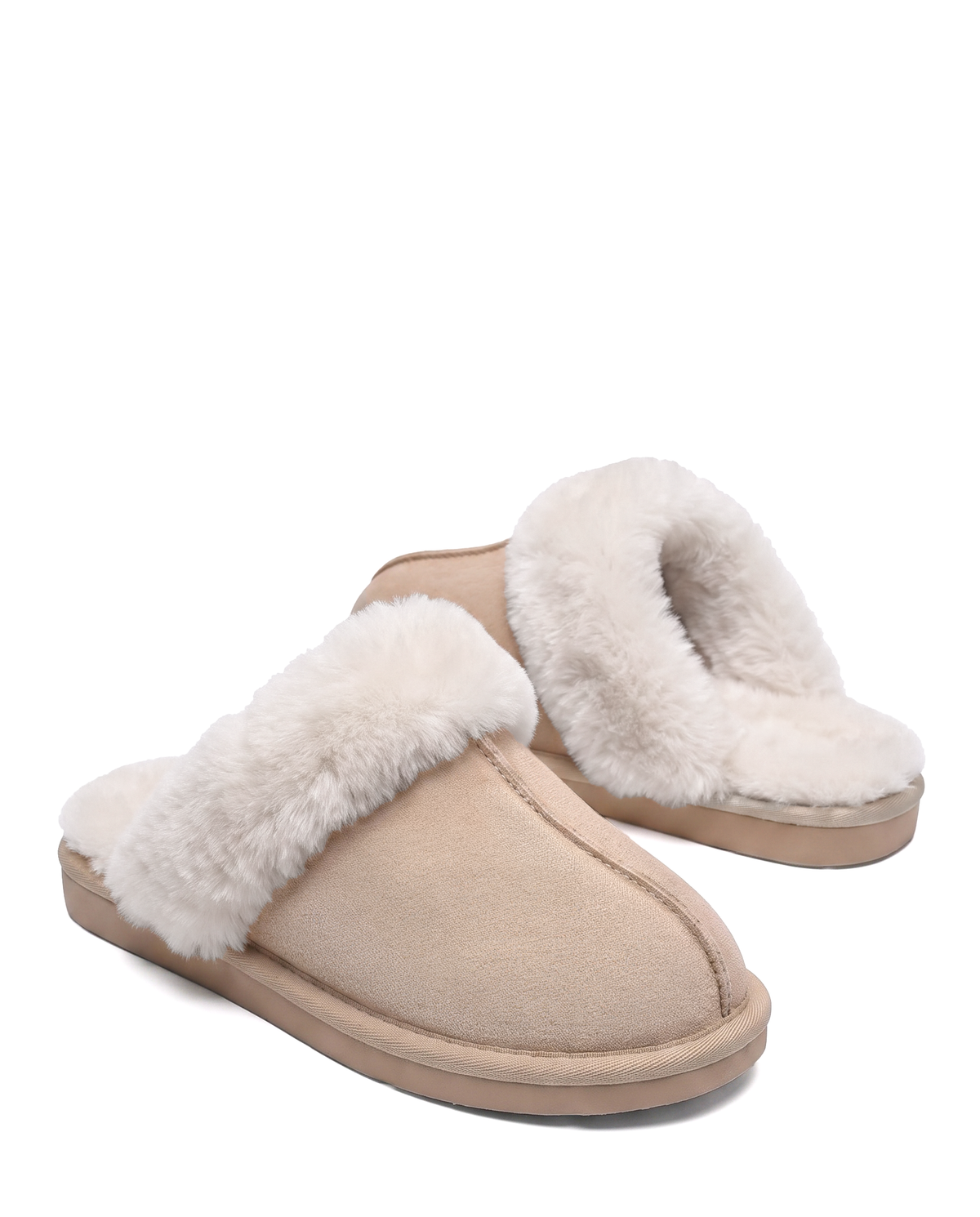 Chausson Merano en velours vegan beige, vue de paire