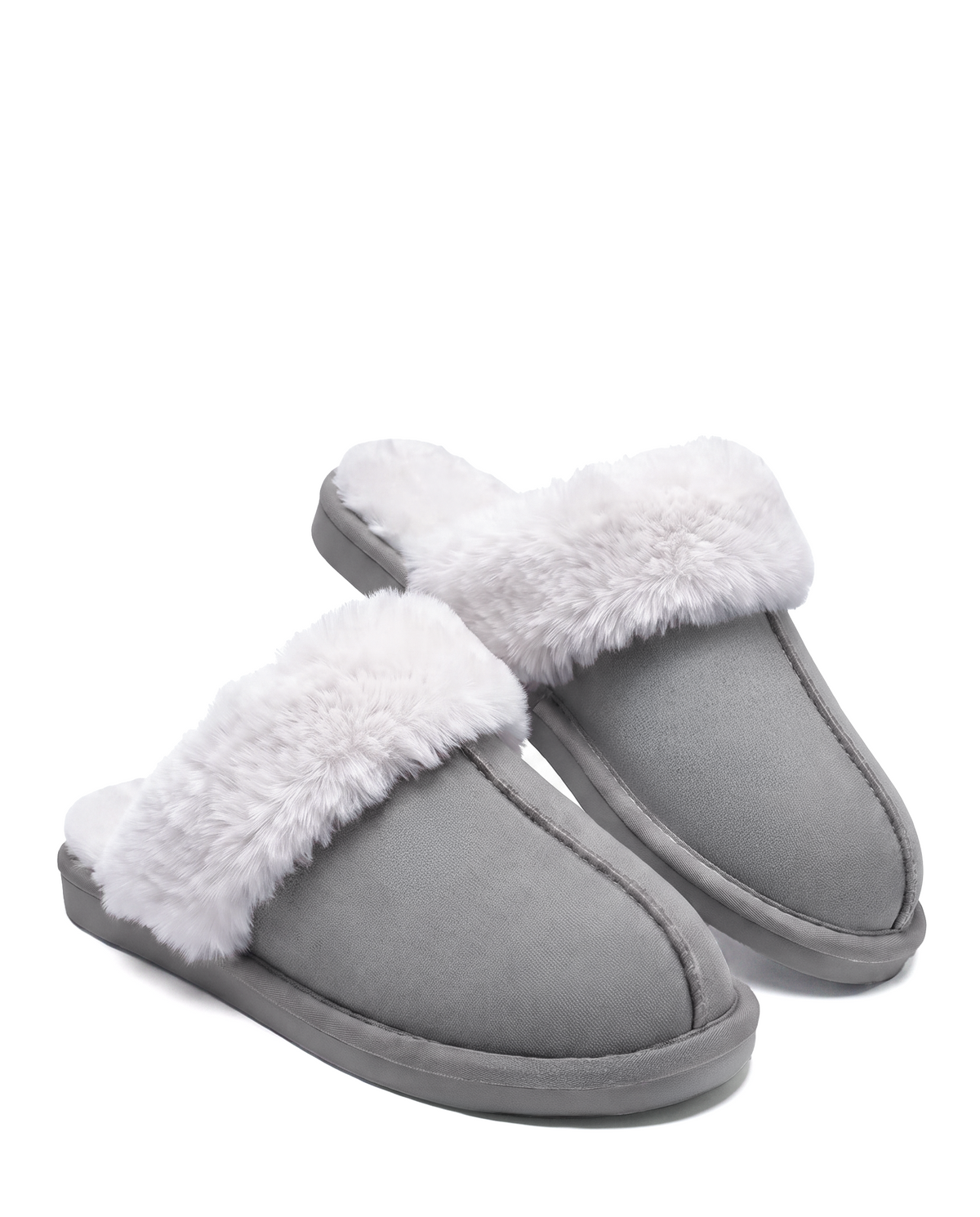 Chausson Merano en velours vegan gris, vue de face