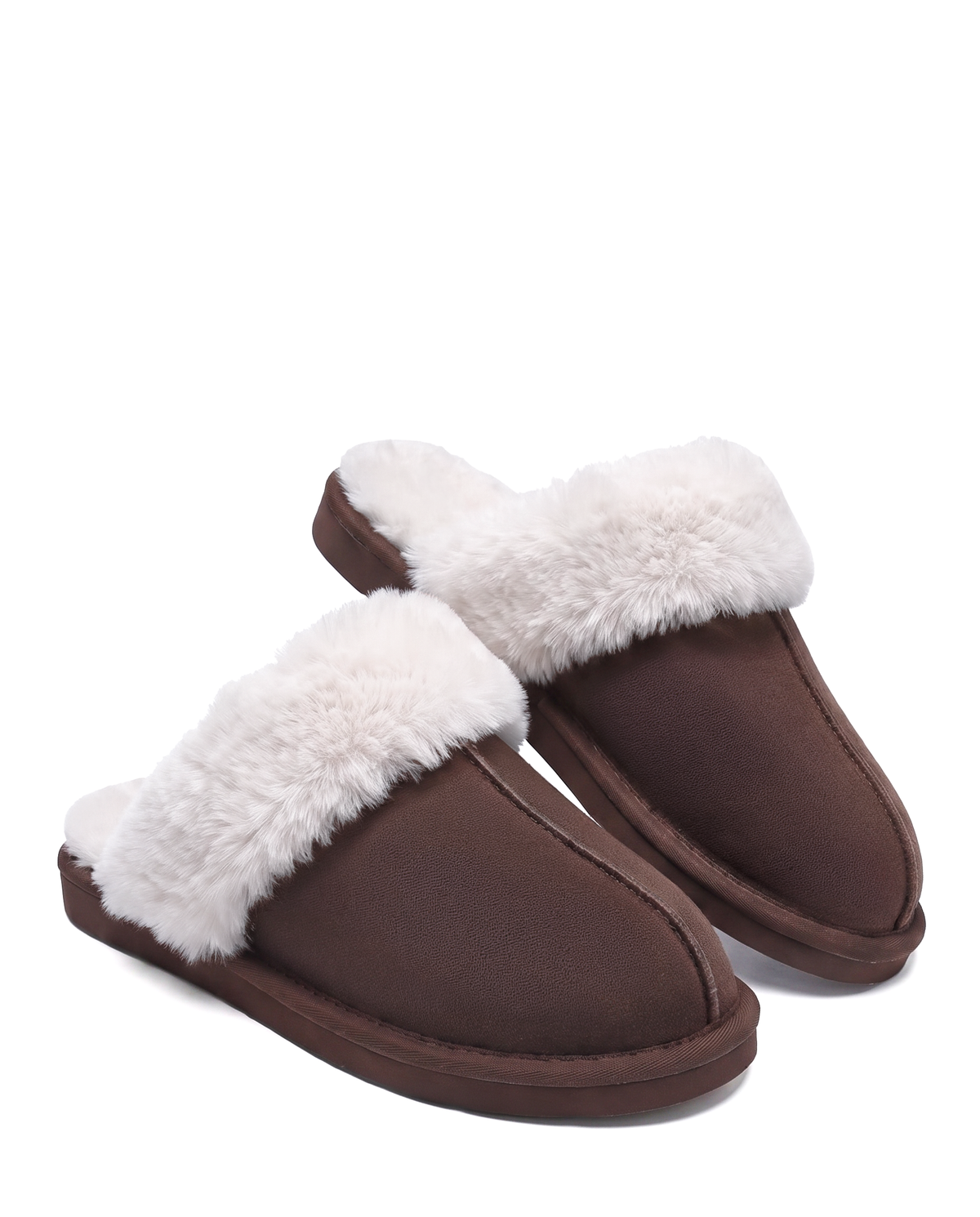 Chausson Merano en velours vegan marron, vue de face