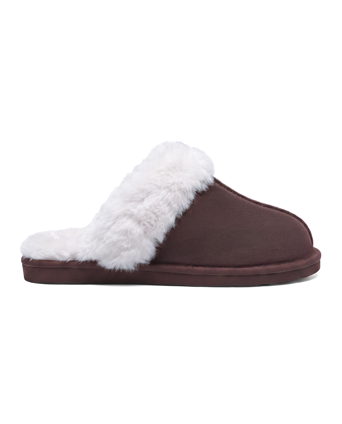 Chausson Merano en velours vegan marron, vue de profil