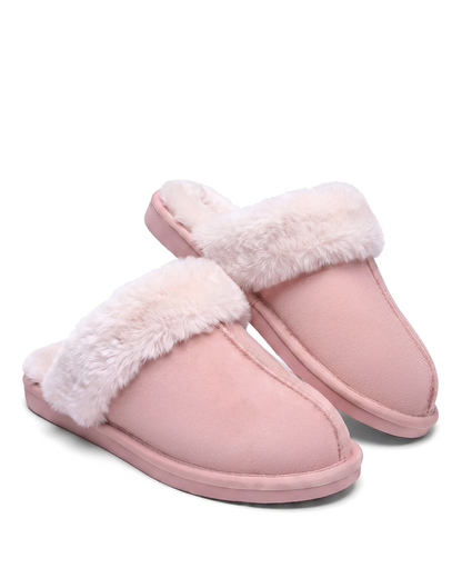 Chausson Merano en velours vegan rose, vue de face