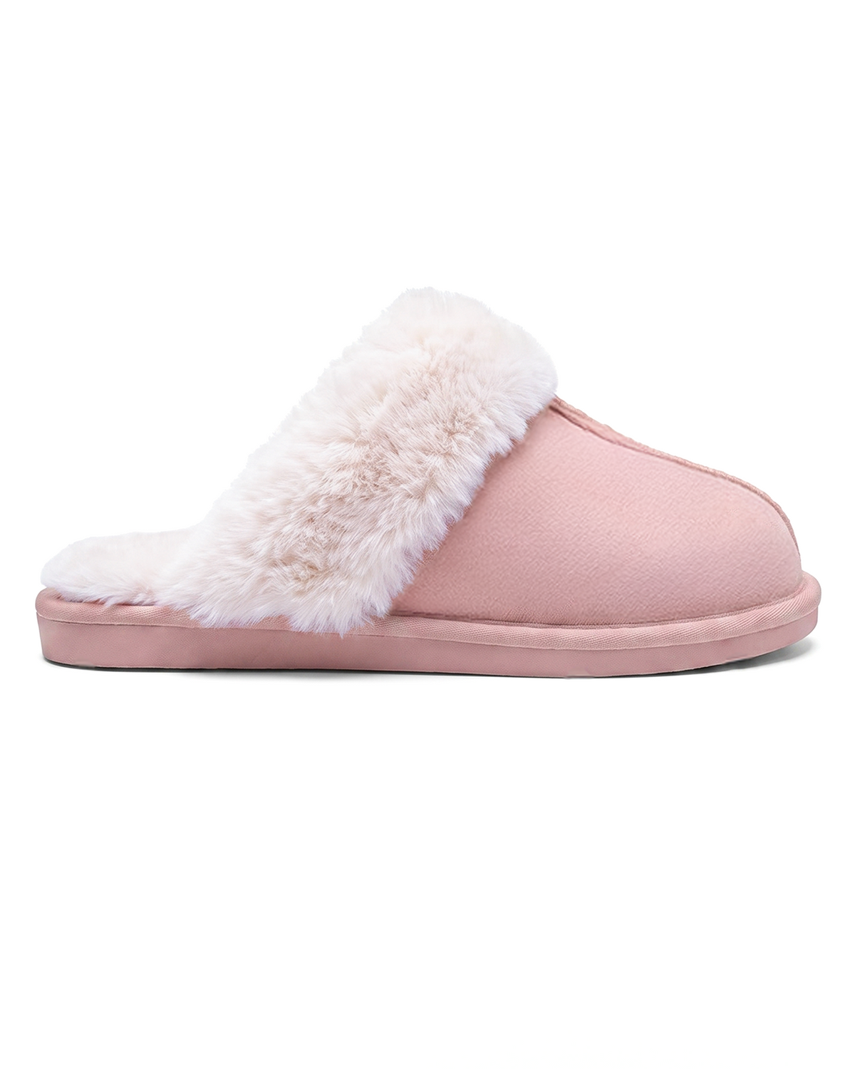Chausson Merano en velours vegan rose, vue de profil