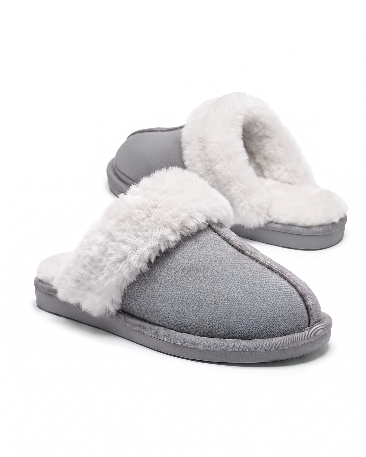 Chausson Merano en velours vegan gris, vue de paire