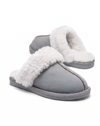 Chausson Merano en velours vegan gris, vue de paire