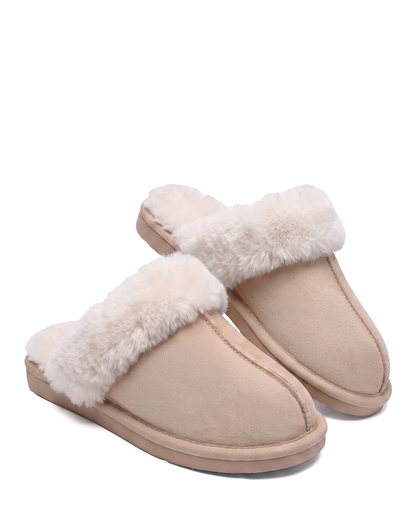 Chausson Merano en velours vegan beige, vue de face