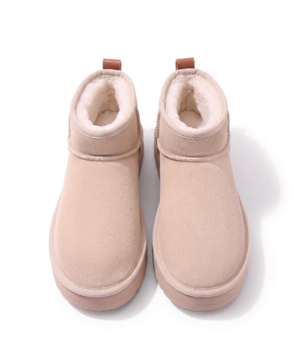 Bottine Cortina en velours vegan beige, vue trois-quarts
