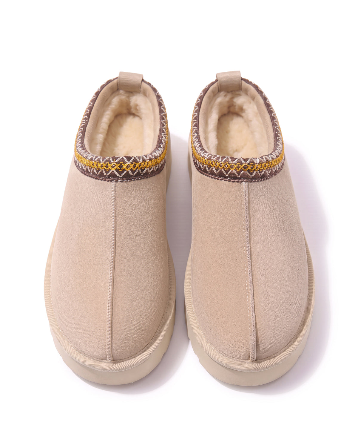 Boots Alba en velours vegan beige, vue de dessus