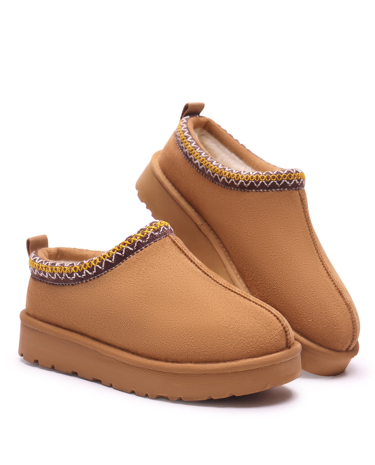 Boots Alba en velours vegan camel, vue de profil
