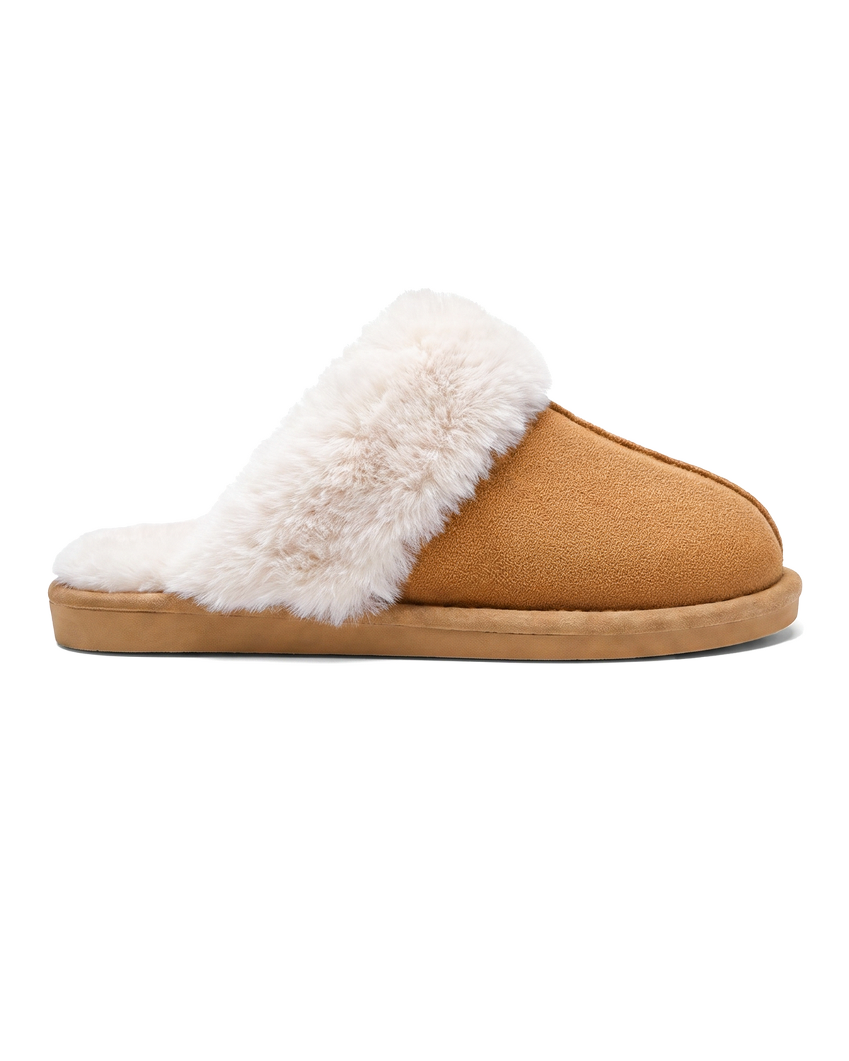 Chausson Merano en velours vegan camel, vue de profil