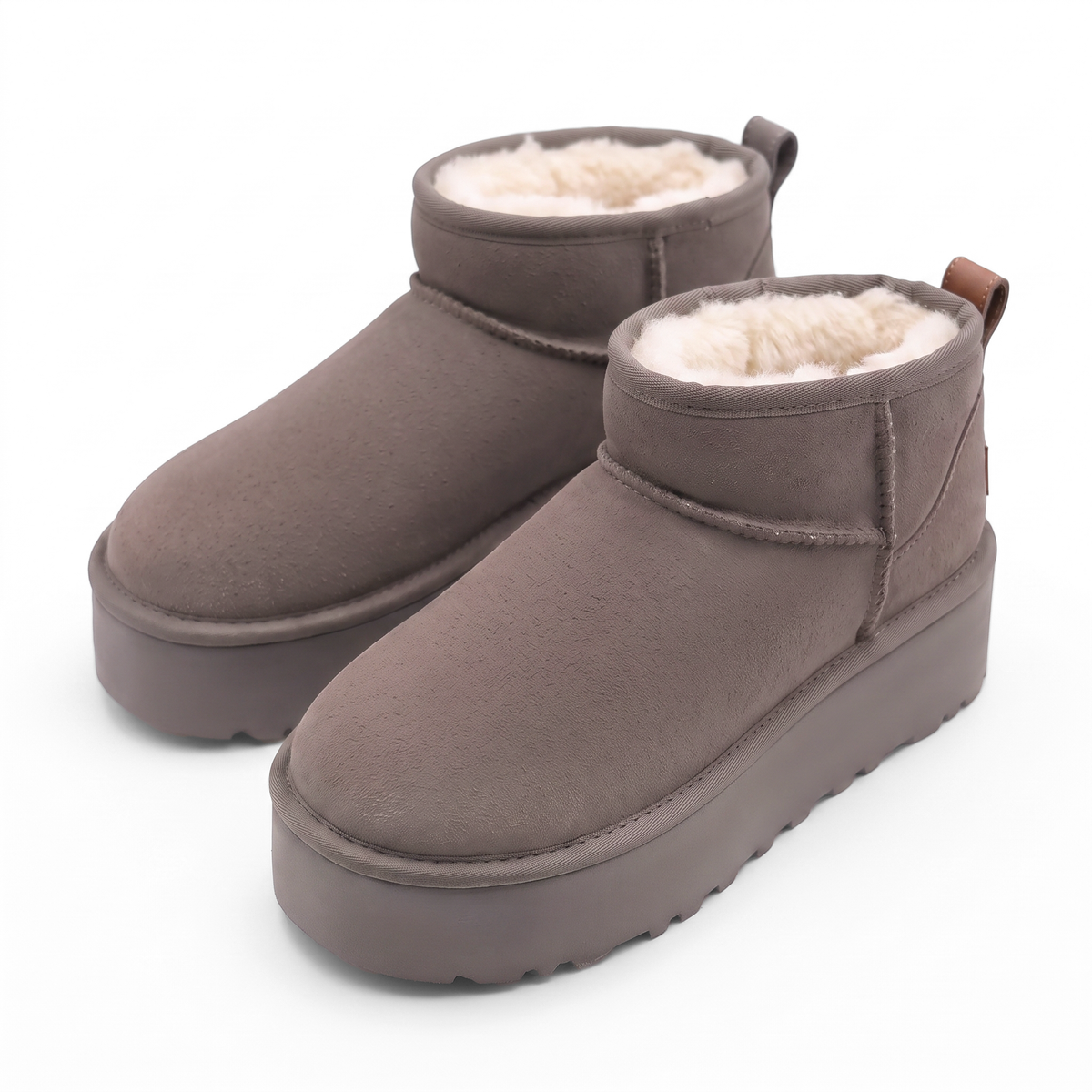 Bottine Cortina en velours vegan gris, vue de profil