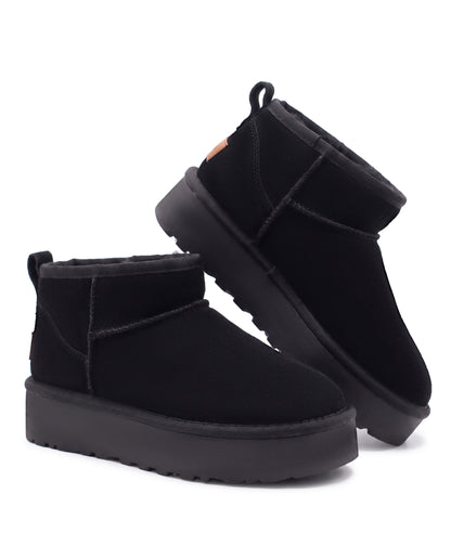 Bottine Cortina en velours vegan noir, vue de paire