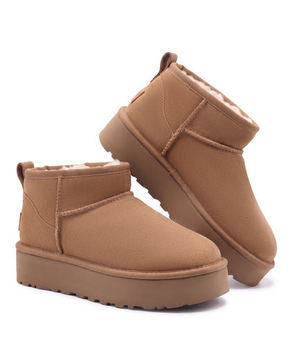 Bottine Cortina en velours vegan camel, vue de paire