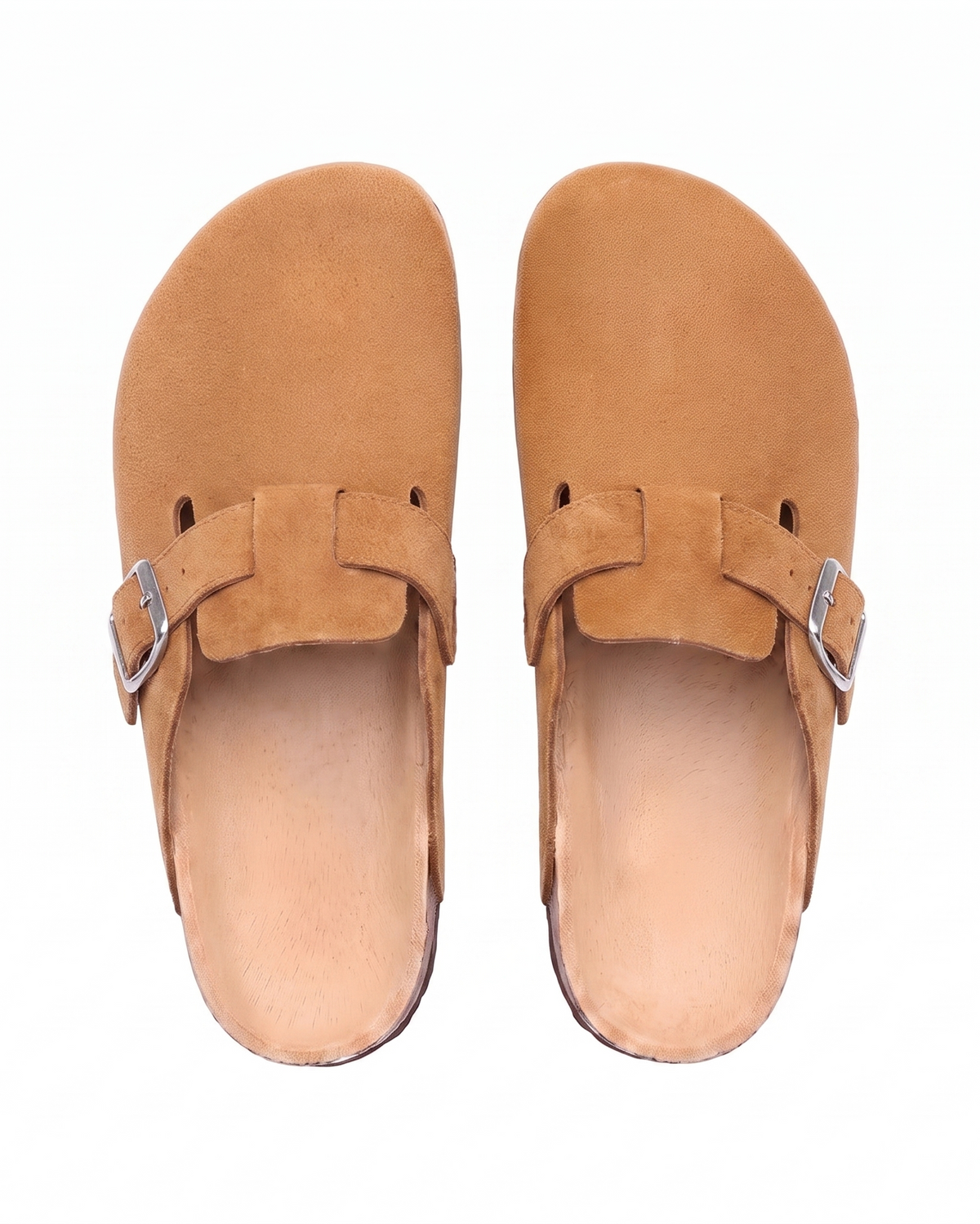 Mule Sienna en velours vegan camel, vue de dessus