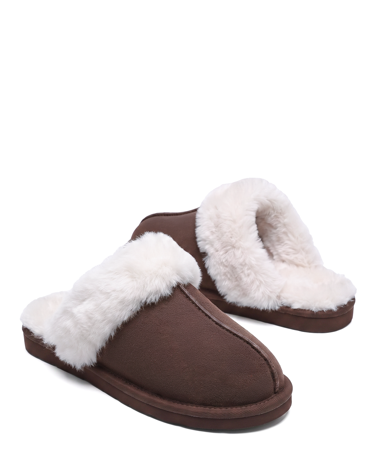 Chausson Merano en velours vegan marron, vue de paire