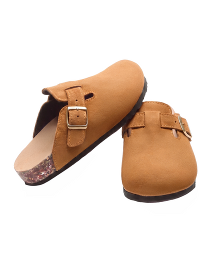 Mule Confort Suede coloris camel femme, vue de paire