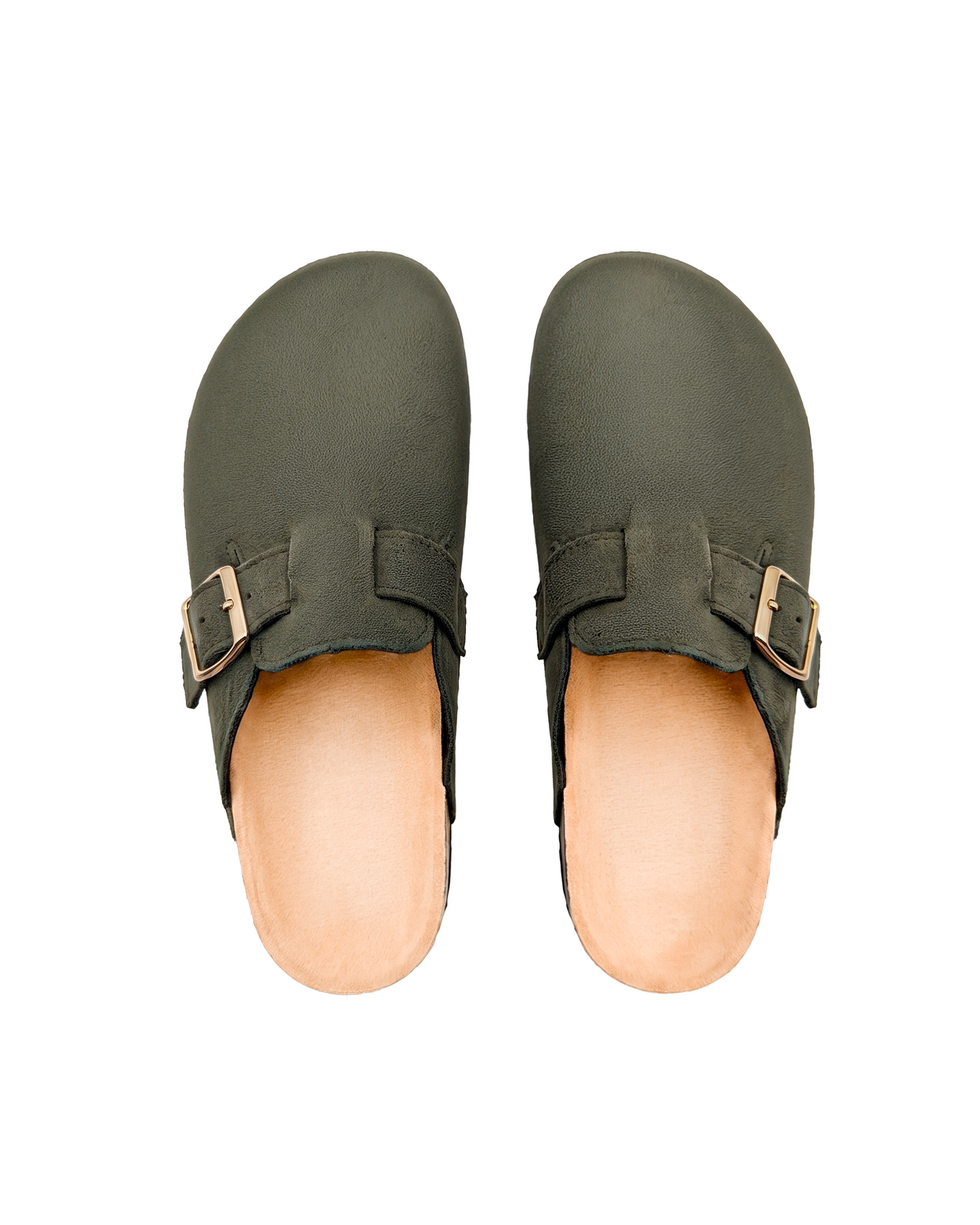 Mule Confort Suede coloris kaki femme, vue de dessus