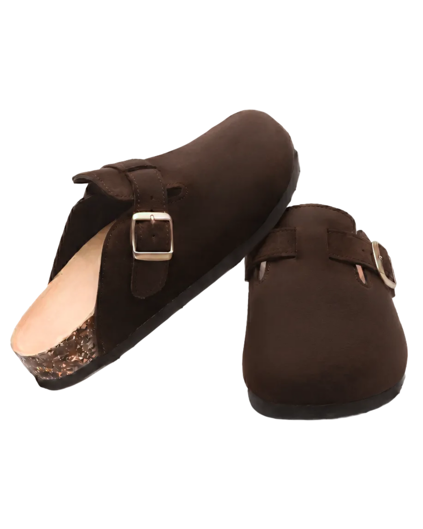 Mule Confort Suede coloris marron femme, vue de paire