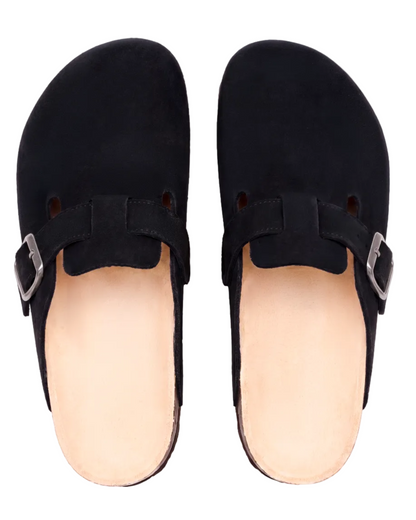 Mule Confort Suede coloris noir homme, vue de dessus