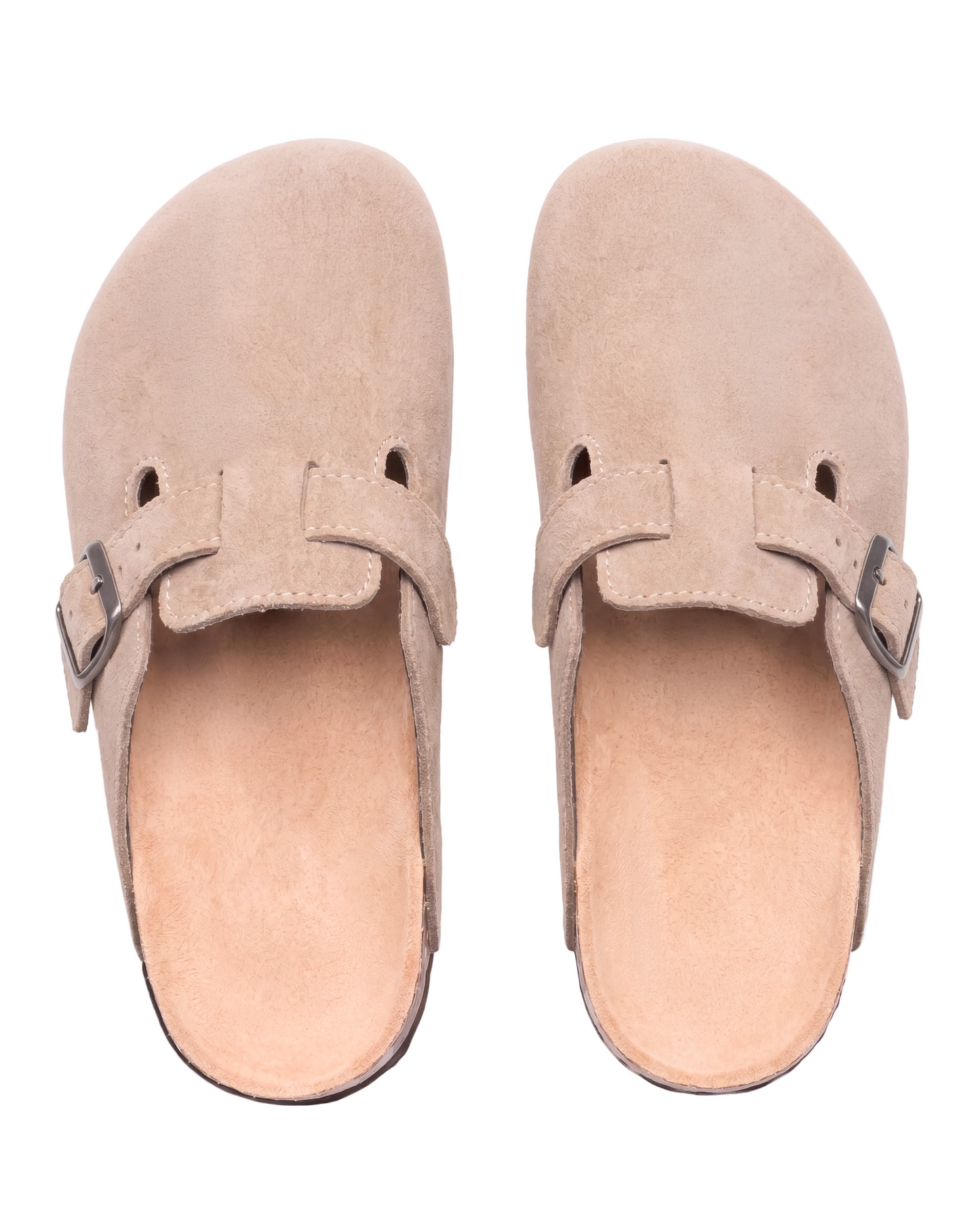 Mule Confort Suede coloris taupe homme, vue de dessus