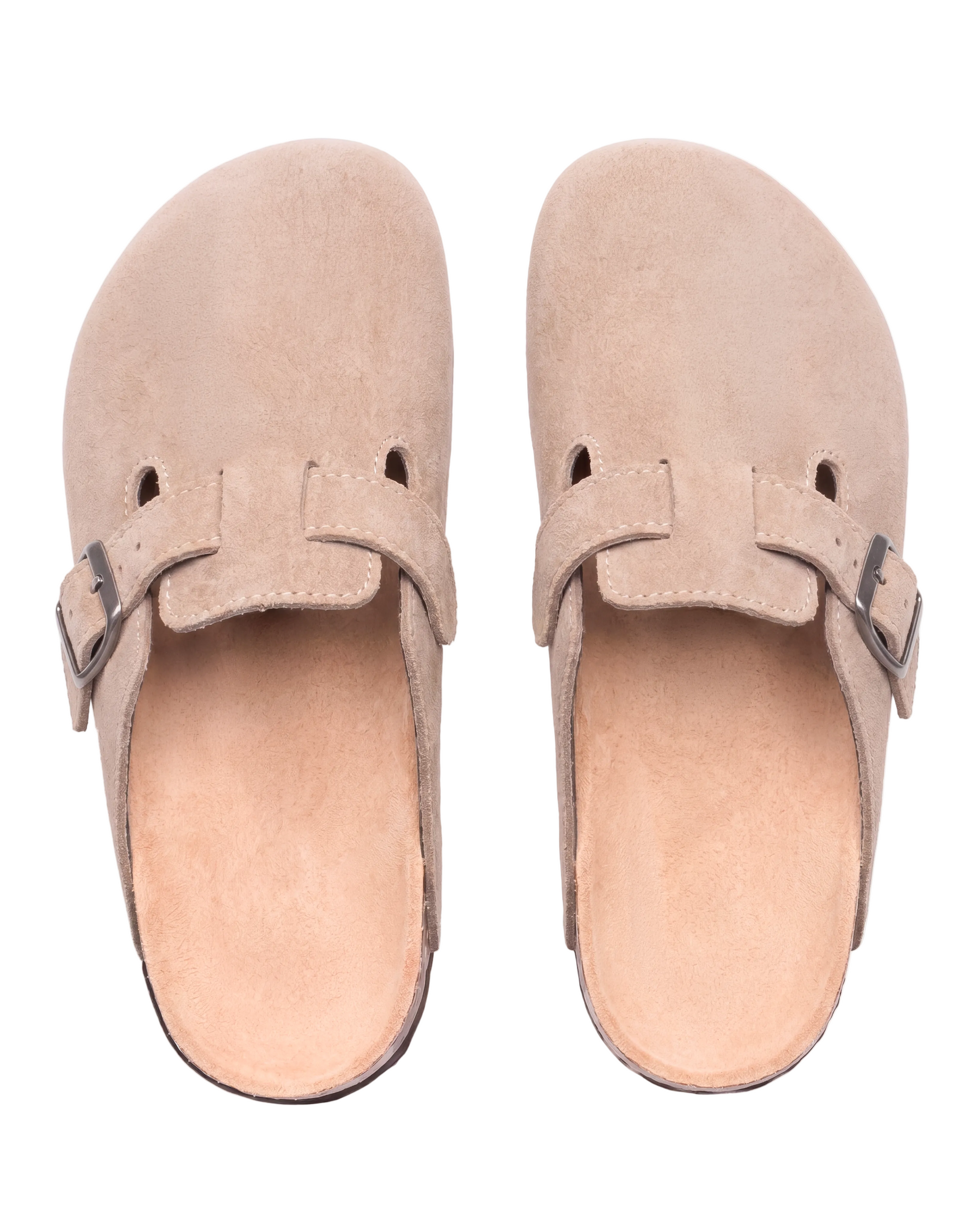 Mule Confort Suede coloris taupe homme, vue de dessus
