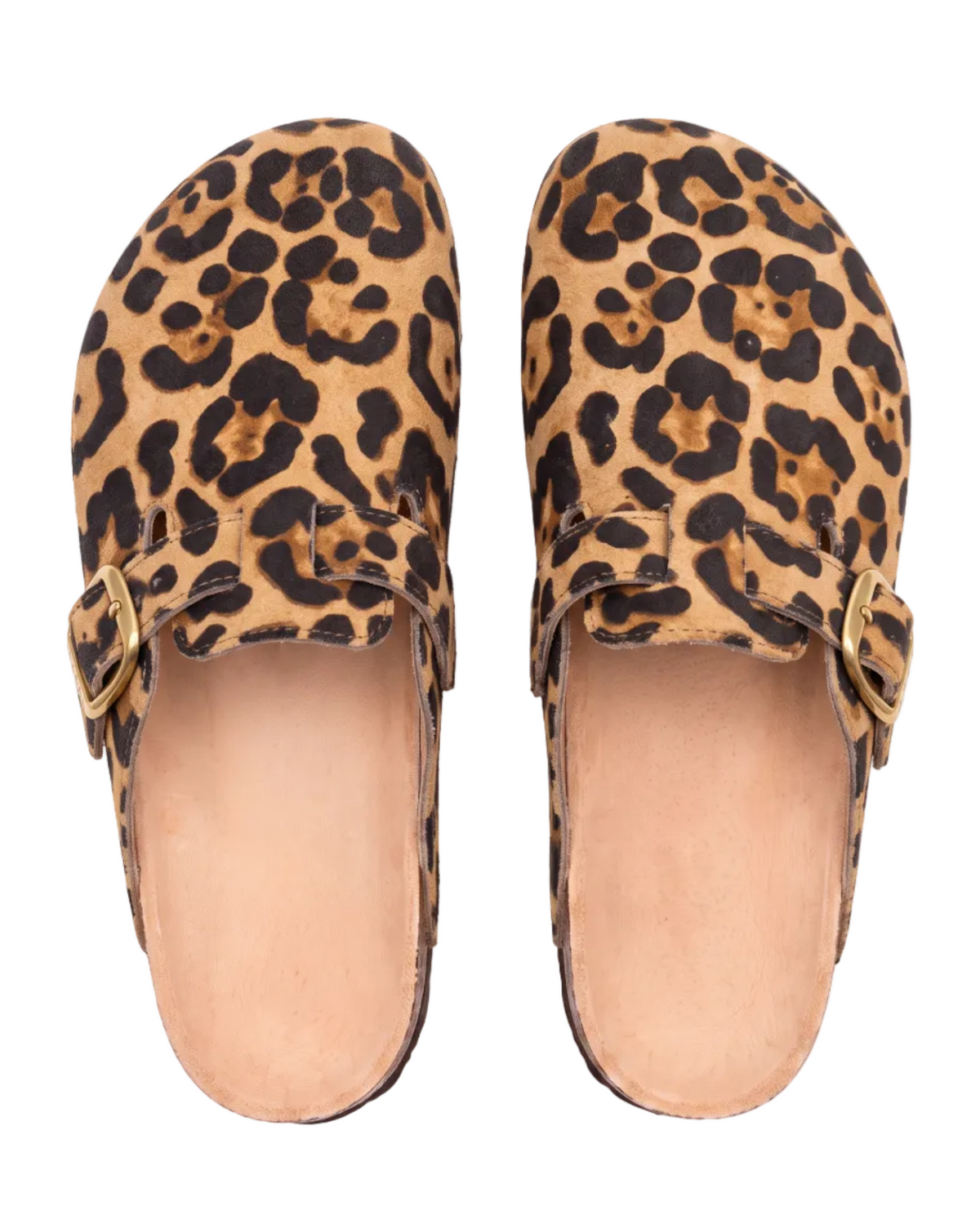 Mule Sienna en velours vegan imprimé léopard, vue de dessus