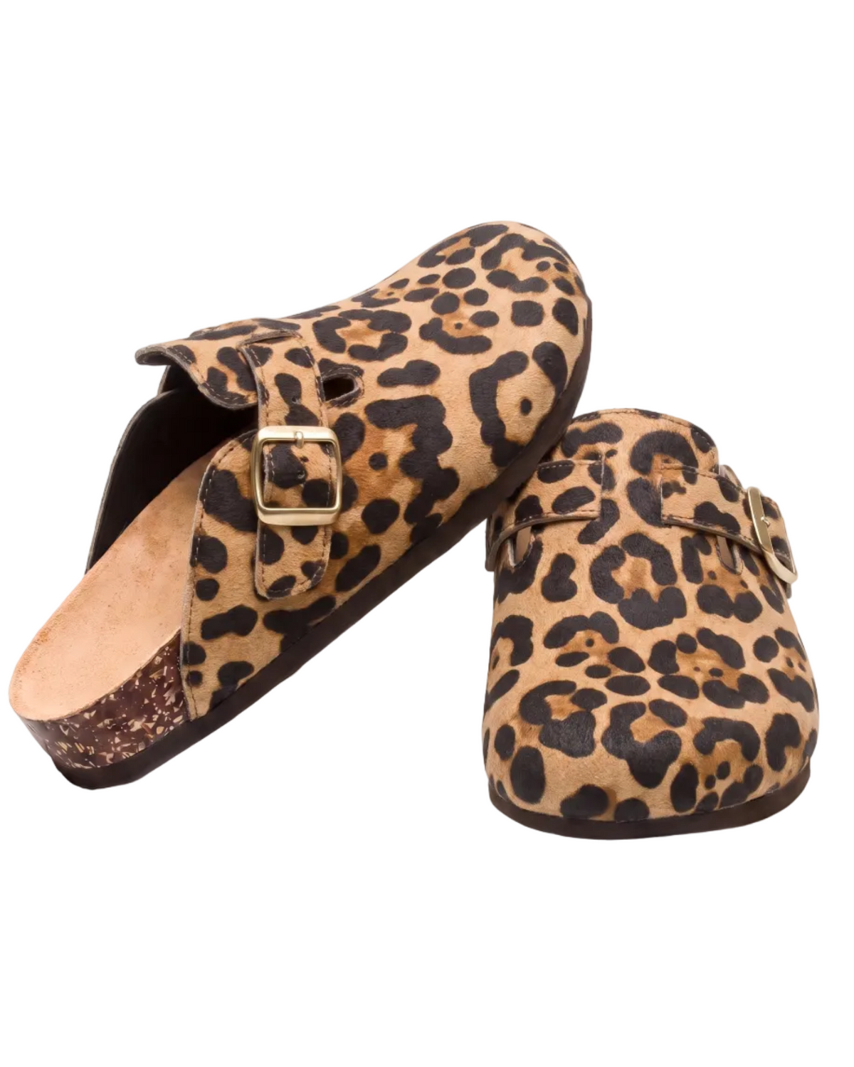 Mule Sienna en velours vegan imprimé léopard, vue de paire