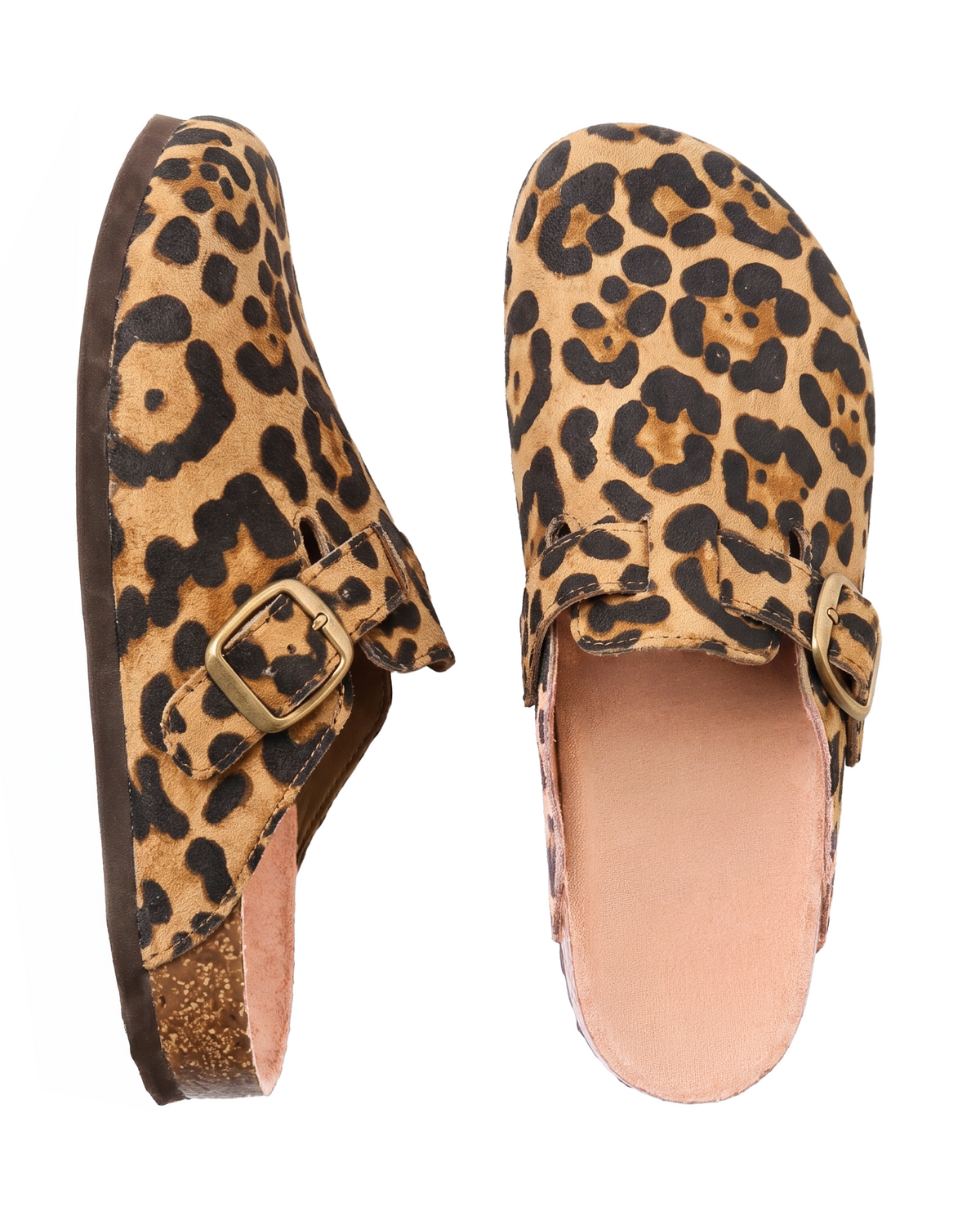 Mule Sienna en velours vegan imprimé léopard, vue de profil