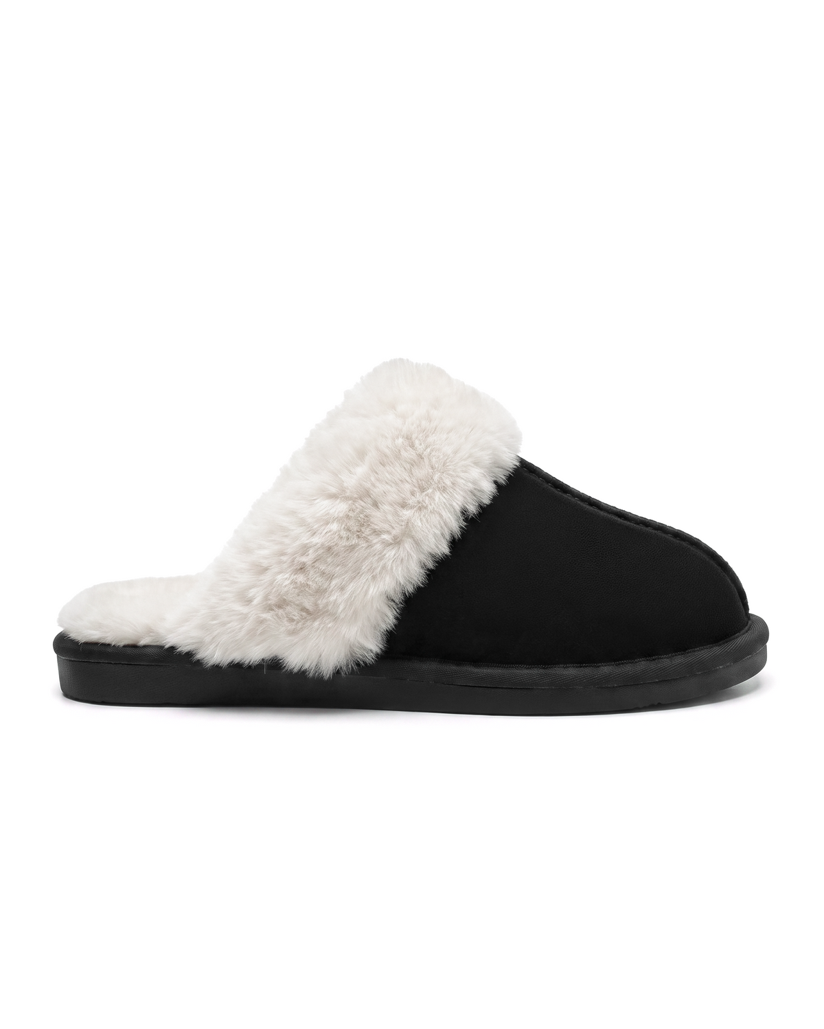 Chausson Merano en velours vegan noir, vue de profil
