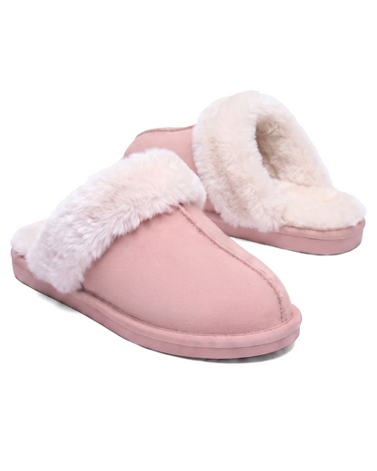Chausson Merano en velours vegan rose, vue de paire