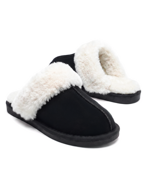 Chausson Merano en velours vegan noir, vue de paire