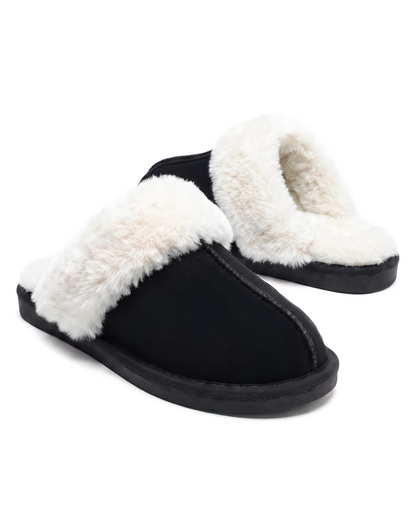 Chausson Merano en velours vegan noir, vue de paire