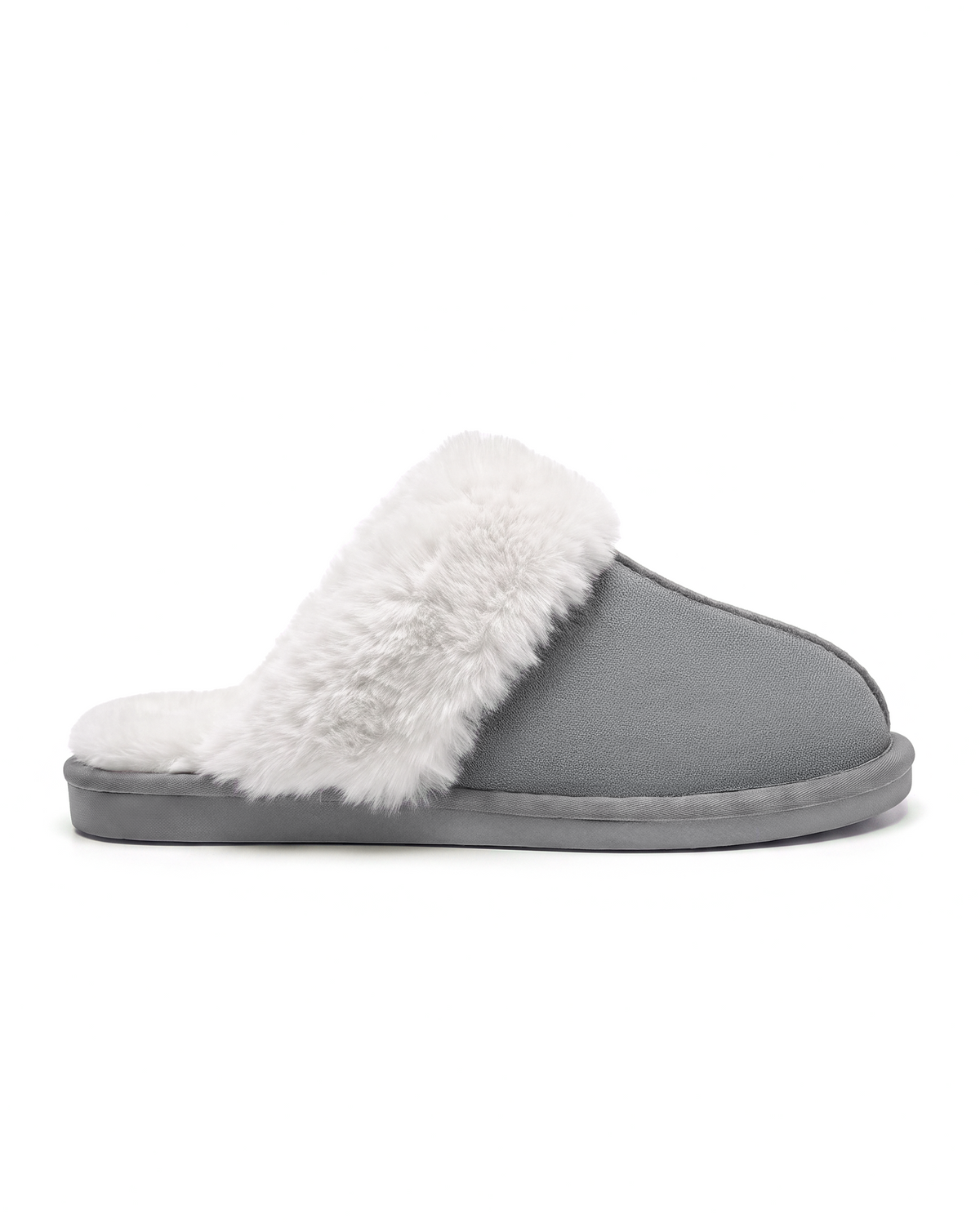 Chausson Merano en velours vegan gris, vue de profil