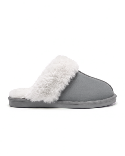 Chausson Merano en velours vegan gris, vue de profil